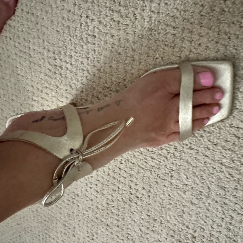 Women's Nine West Gold Ankle-Tie Sandal
